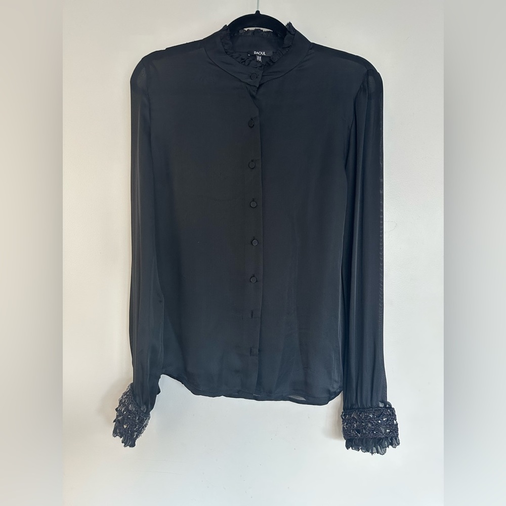 Black Raoul silk blouse | size small